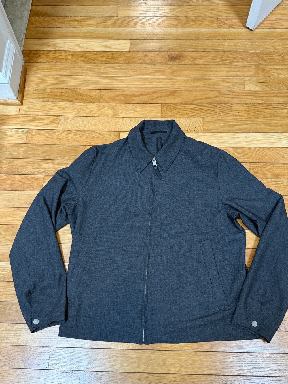 H&M Men's Dark Charcoal Zip Front Shirt Jacket
